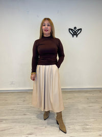 Jersey de punto básico cuello Perkins marrón chocolate