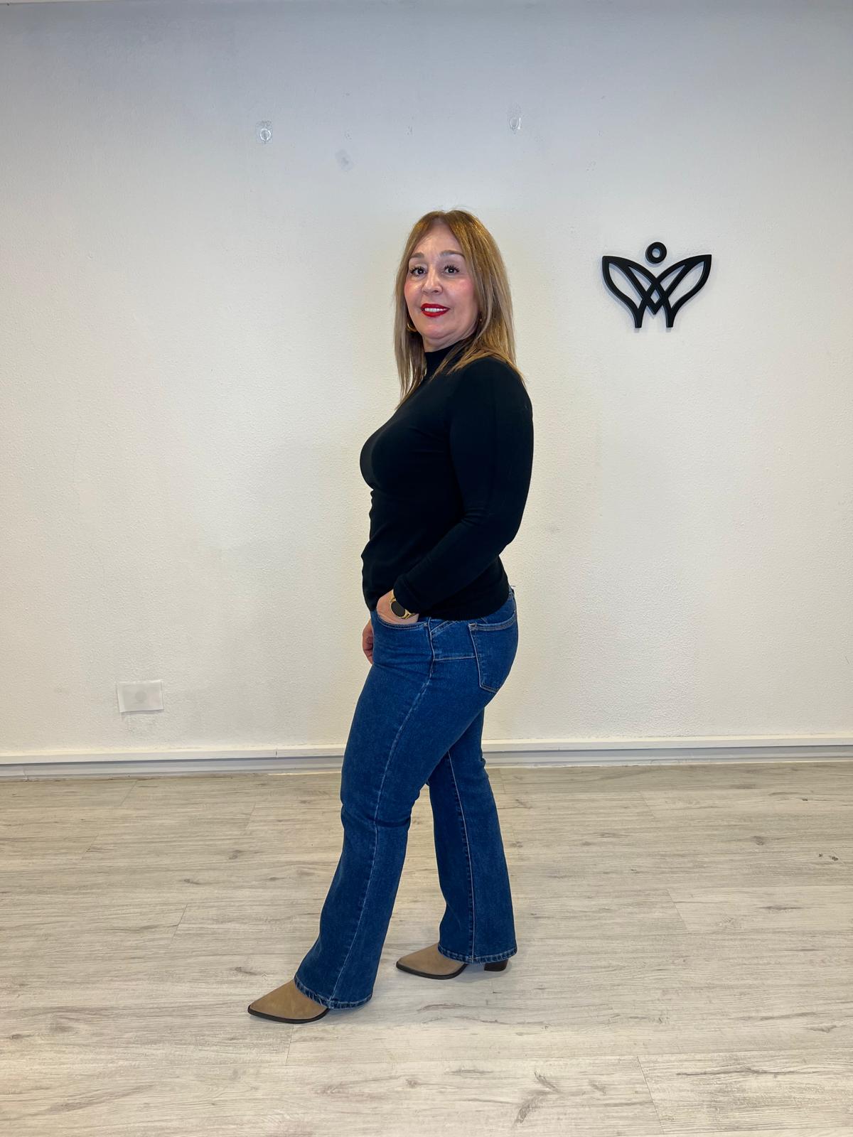 Jersey de punto básico cuello Perkins negro