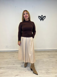 Jersey de punto básico cuello Perkins marrón chocolate