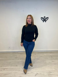 Jersey de punto básico cuello Perkins negro