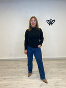 Jersey de punto básico cuello Perkins negro