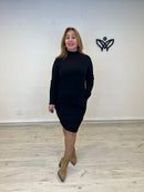 Vestido de punto cuello Perkins con bolsillos negro