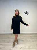 Vestido de punto cuello Perkins oversize corto negro