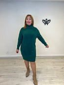 Vestido de punto cuello Perkins oversize corto verde