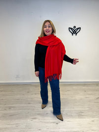 Bufanda larga y ancha tejido agradable en rojo