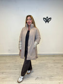 Trench gabardina impermeable acolchada larga beis
