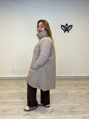 Trench gabardina impermeable acolchada larga beis