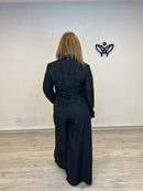 Chaqueta chanelita con botones de perlas en negro