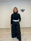 Pantalón Palazzo elástico en la cintura negro