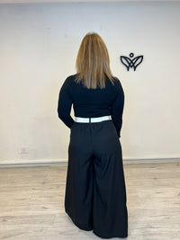 Pantalón Palazzo elástico en la cintura negro