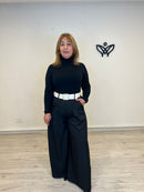 Pantalón Palazzo elástico en la cintura negro