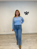 Pantalón vaquero push up corte recto bolsillos delanteros en azul