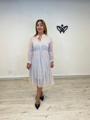 Vestido midi de lunares beige
