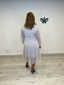 Vestido midi de lunares beige