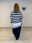 Camiseta marinera curvy con puntilla