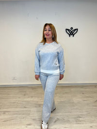 Conjunto algodón pantalón recto y sudadera gris