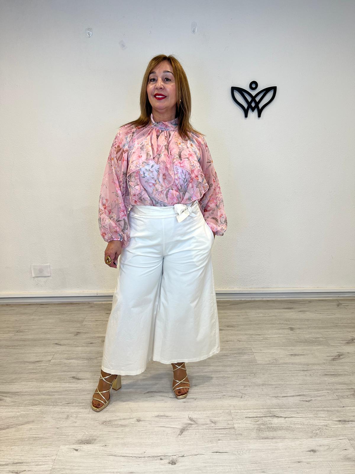 Camisa gasa estampada rosa