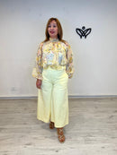 Camisa gasa estampada amarilla