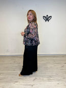 Camisa de gasa estampada negra