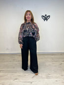Camisa de gasa estampada negra