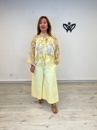 Camisa gasa estampada amarilla
