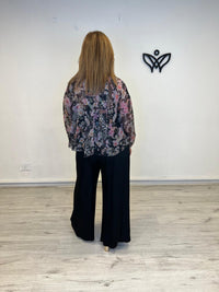 Camisa de gasa estampada negra