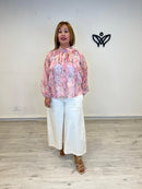 Camisa gasa estampada rosa