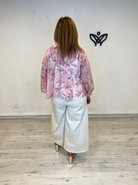 Camisa gasa estampada rosa