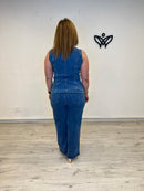 Conjunto vaquero chaleco y pantalón elástico