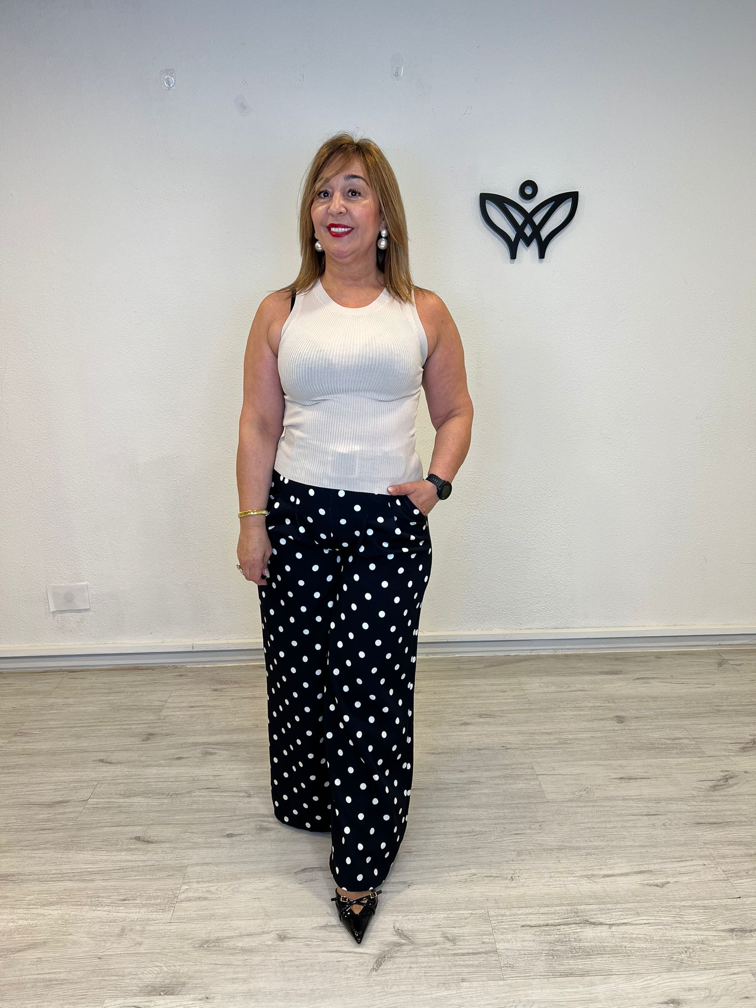Top beige canalé cuello halter