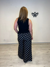 Top negro canalé cuello halter