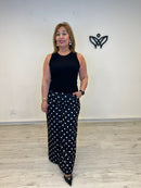 Top negro canalé cuello halter