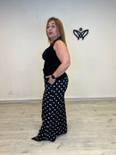 Top negro canalé cuello halter