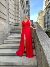 Vestido rojo largo curvy evento y graduación