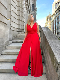 Vestido rojo largo curvy evento y graduación
