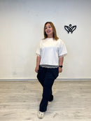 Camiseta beige curvy con encaje en la espalda
