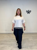 Camiseta beige curvy con encaje en la espalda