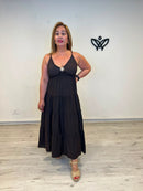 Vestido midi marrón chocolate de tirantes para mujer