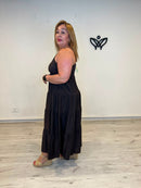 Vestido midi marrón chocolate de tirantes para mujer