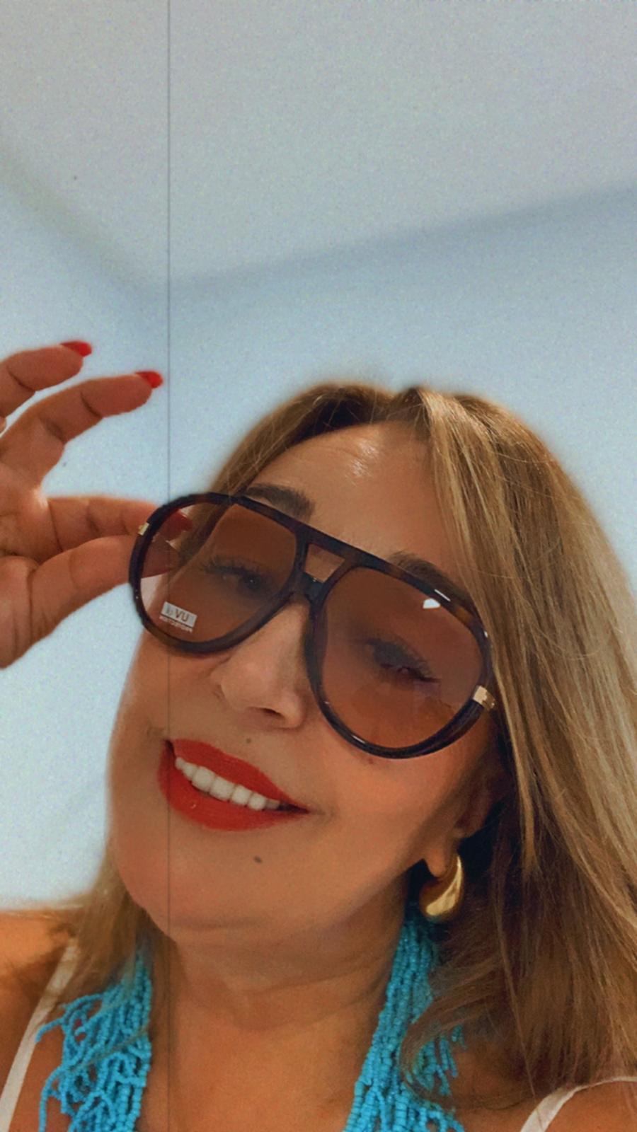 Gafas de sol marrón con cristal ámbar para mujer