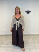 Chaqueta de crochet con nudo beige
