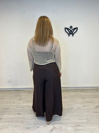 Chaqueta de crochet con nudo beige