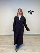 Abrigo de paño largo con solapas corte clásico forrado marrón