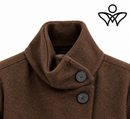 Chaqueta corta de paño marrón chocolate con cuello mao y botones