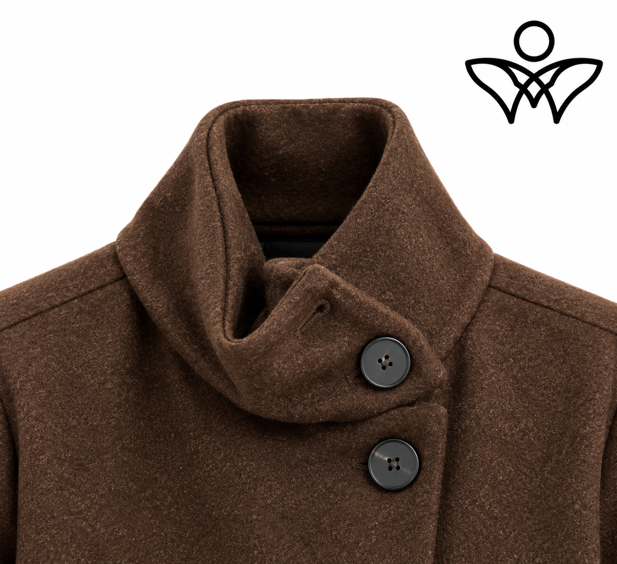 Chaqueta corta de paño marrón chocolate con cuello mao y botones