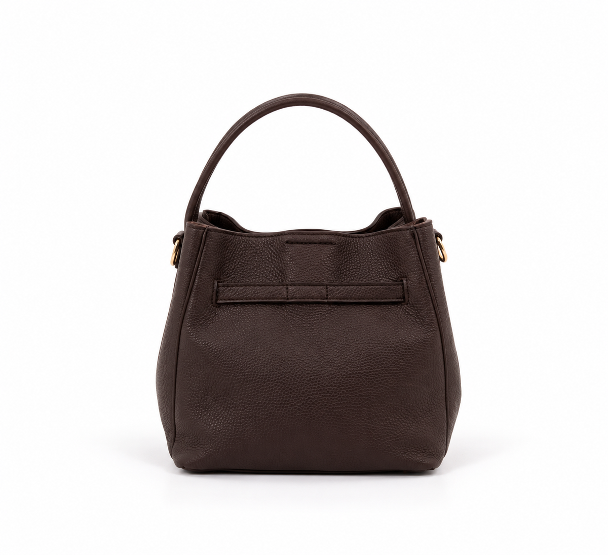 Bolso de mujer de polipiel marrón chocolate con doble asa y cierre dorado