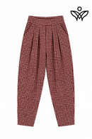 Pantalón balloon burdeos de cuadros vichy con botones