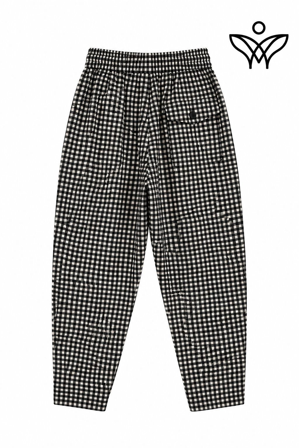 Pantalón balloon negro de cuadros vichy con cintura elástica