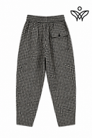 Pantalón balloon negro de cuadros vichy con cintura elástica