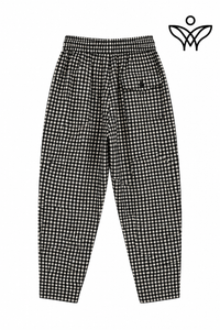 Pantalón balloon negro de cuadros vichy con cintura elástica